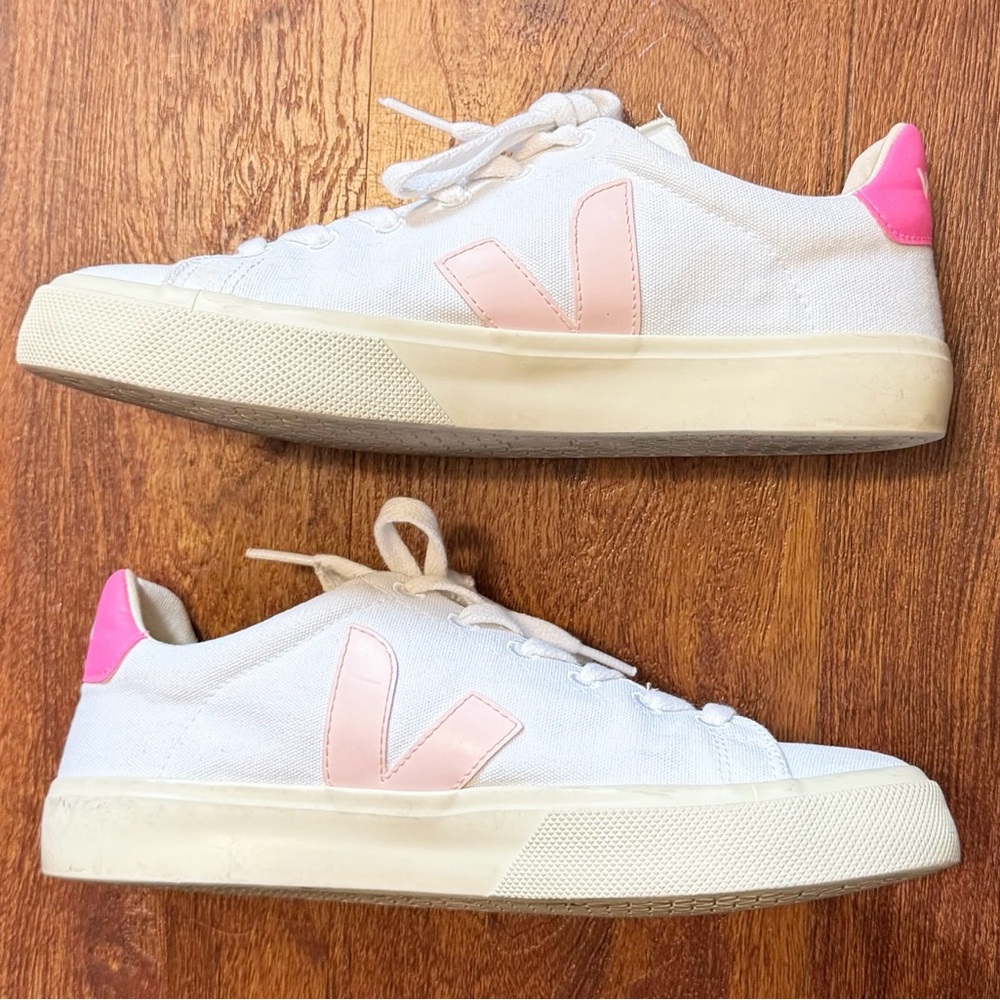 Veja Campo Canvas Sneakers White Petal Sari Pink Women’s Size 8
